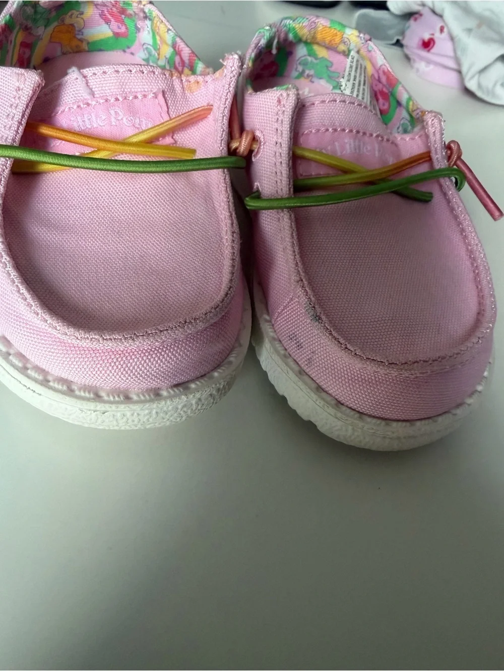 My Little Pony Hey Dude Kids' Pink Canvas Slip-On Sneakers with Multicolor Trim